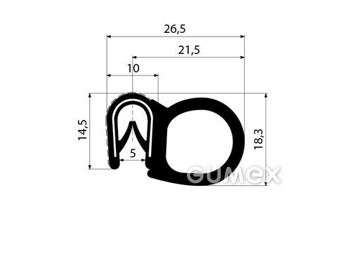 GUMMIPROFIL PIRELI U-FORM MIT SEITLICHER DICHTUNG - DICHTUNG MIT ARMIERUNG - PVC
